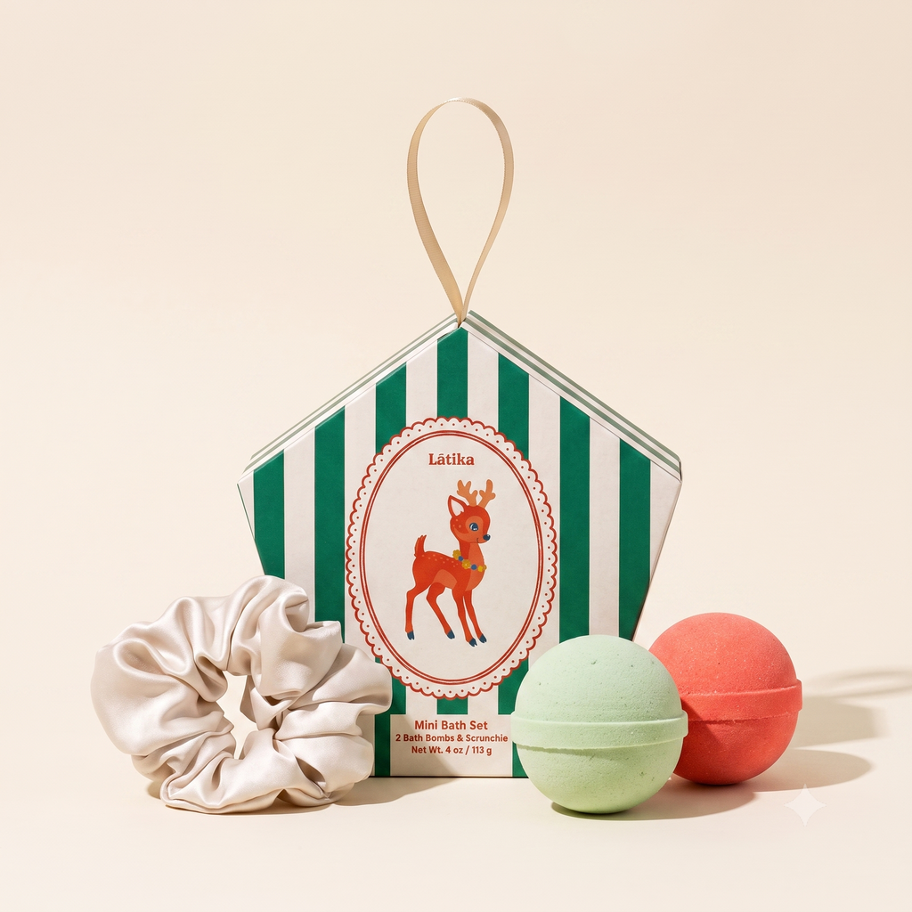 Mini Bath Bomb Ornament Set - Baby Deer Christmas Gift Box