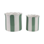 Planters  - Green/White Ceramic Striped, 6 in