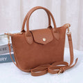 SD782  Britney Suede Double Handle Crossbody Bag: Cognac