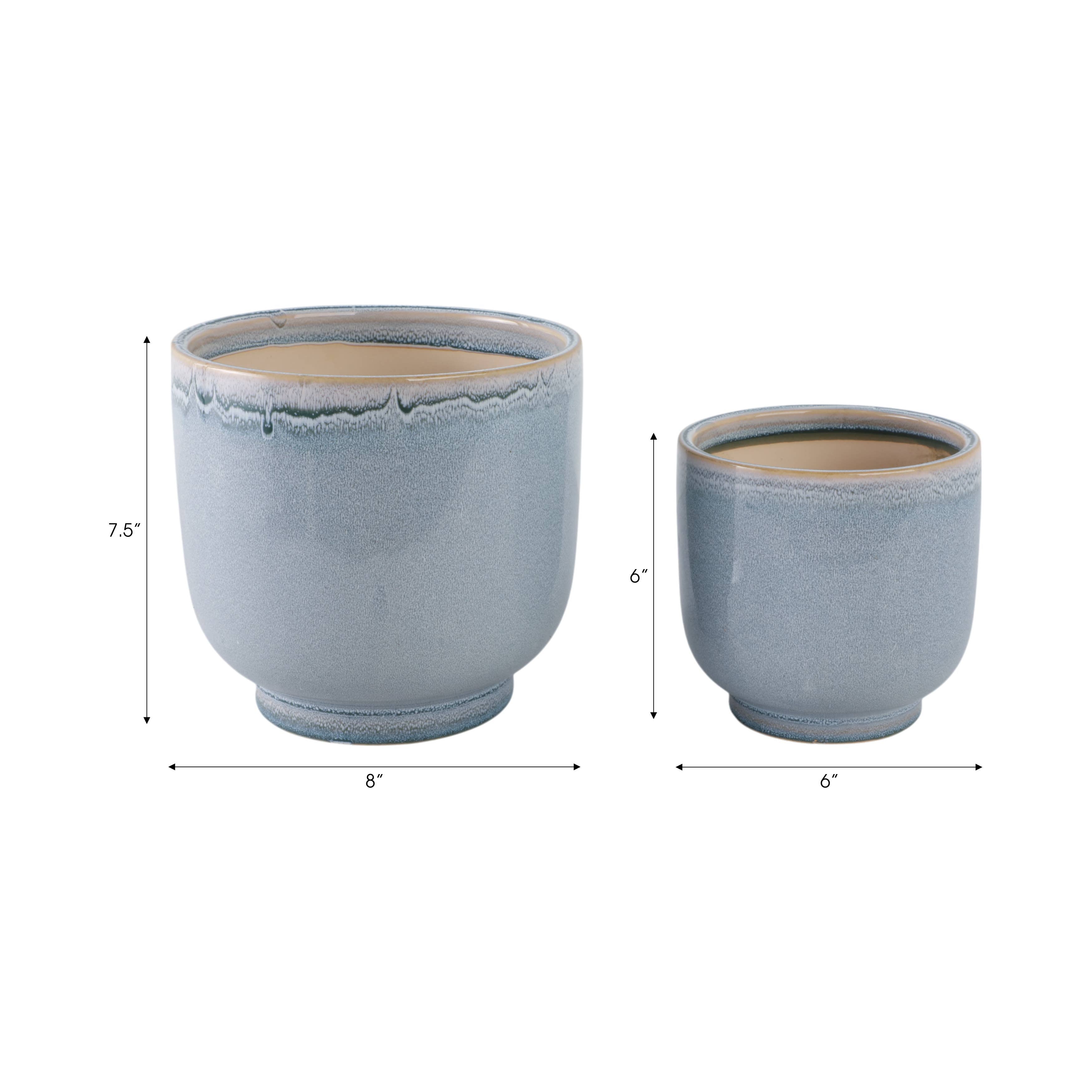 4" Ceramic Reactive Glazed Planters  Blue
