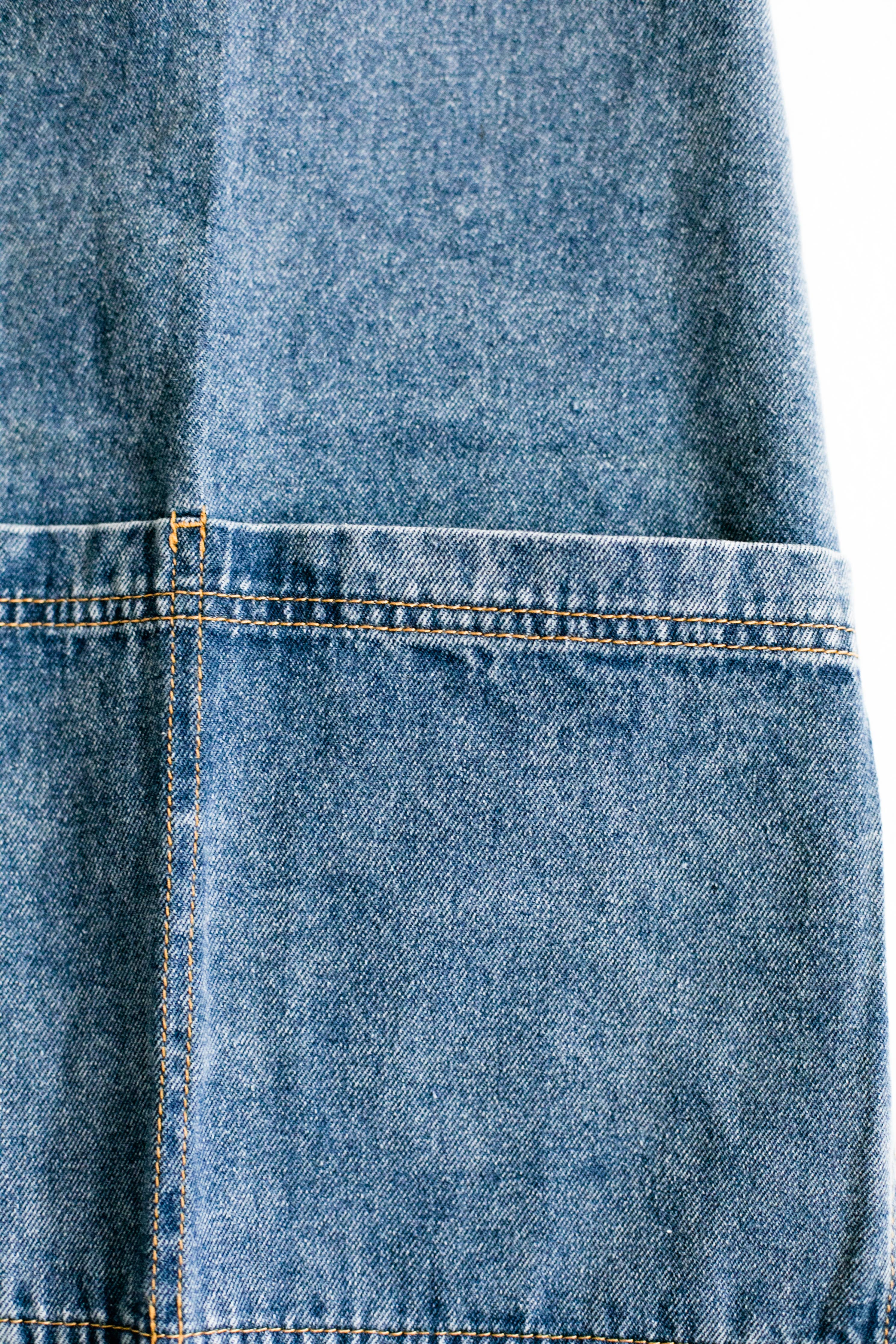 Washed Denim Apron: Light Blue