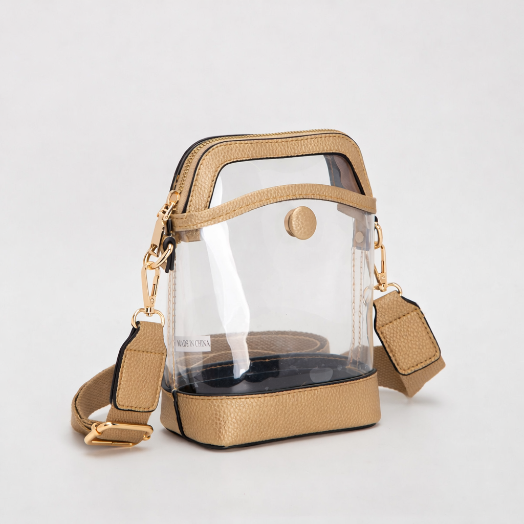 Game Day Stadium Button Style Clear Bags: Gold