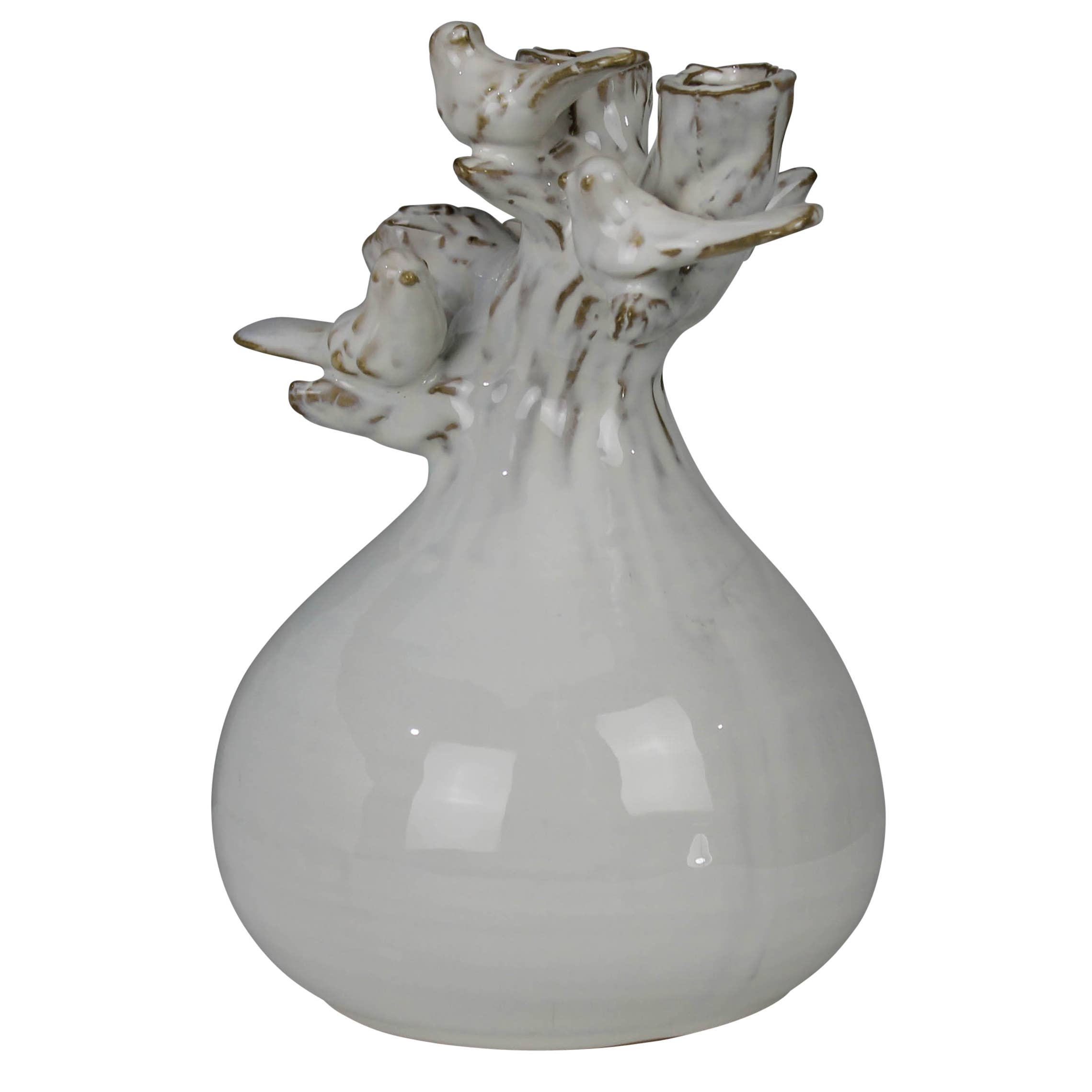 Vase with Branch and Bird, Ceramic