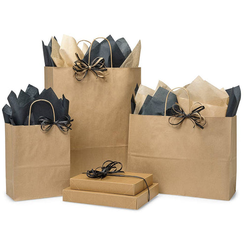 Brown Kraft Paper Retail Shopping Bags: 100 Pack / Carrier 10x5x13"