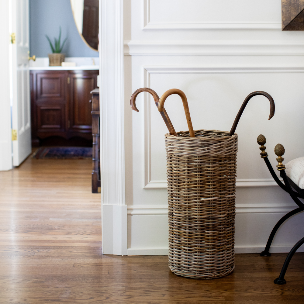 Rattan Round Umbrella Stand: One Size - 23 ½" H