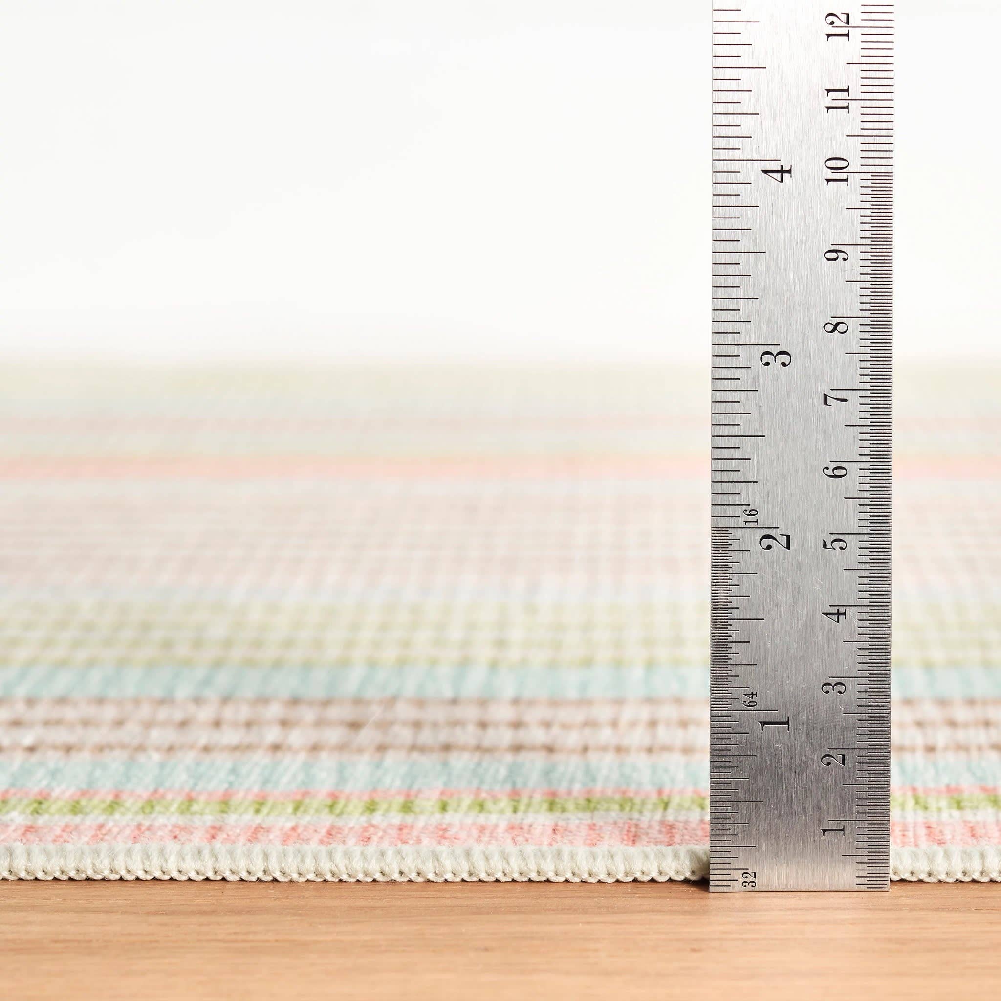 Ana Ticking Machine Washable Rug | Aqua: 2' x 3'
