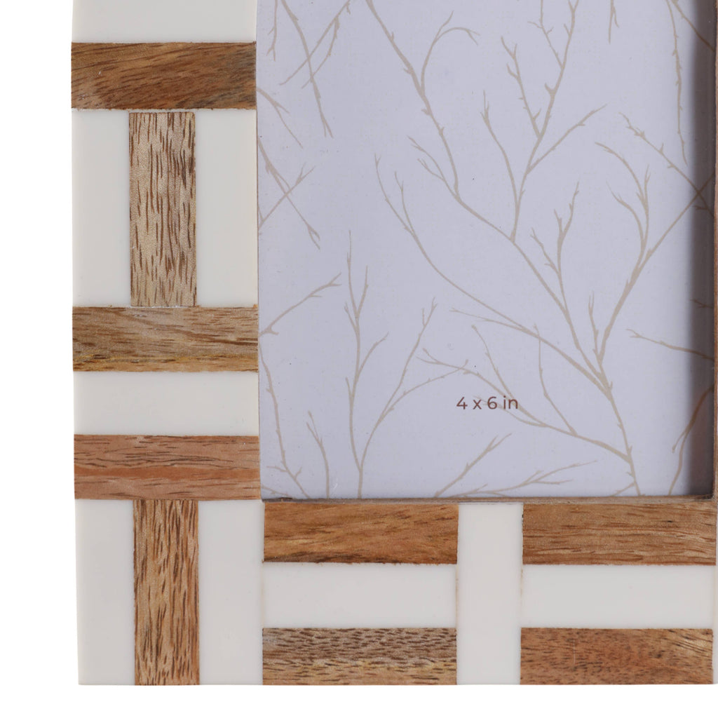 Picture Frame - Ivory Resin Wood Inlay Arch Design, 4x6 in.