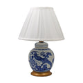Blue & White Flower Bird Porcelain Mini Jar Lamp w/Gold Base