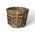 Rattan Flower Pot Basket with Plastic Inner: Large - 7" H