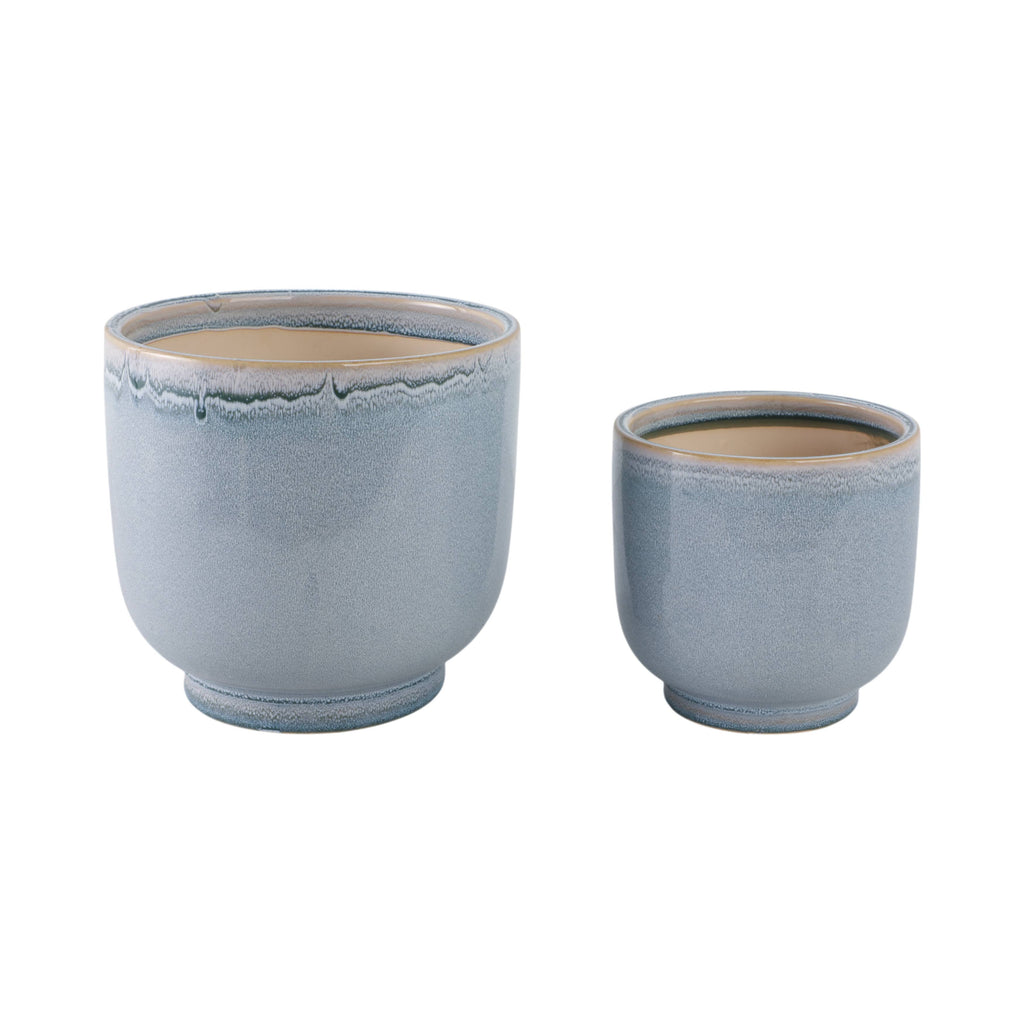 4" Ceramic Reactive Glazed Planters  Blue