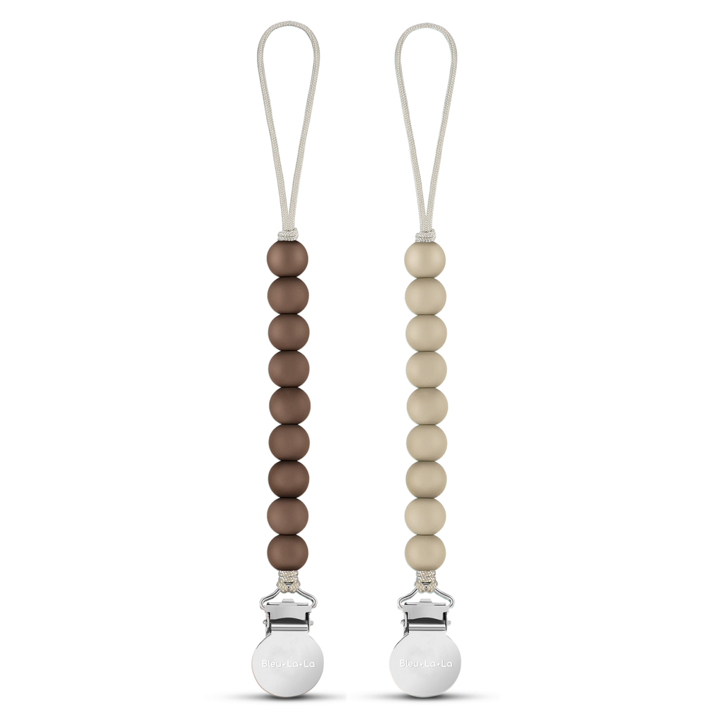 Lulababe Pacifier Clip: Tan