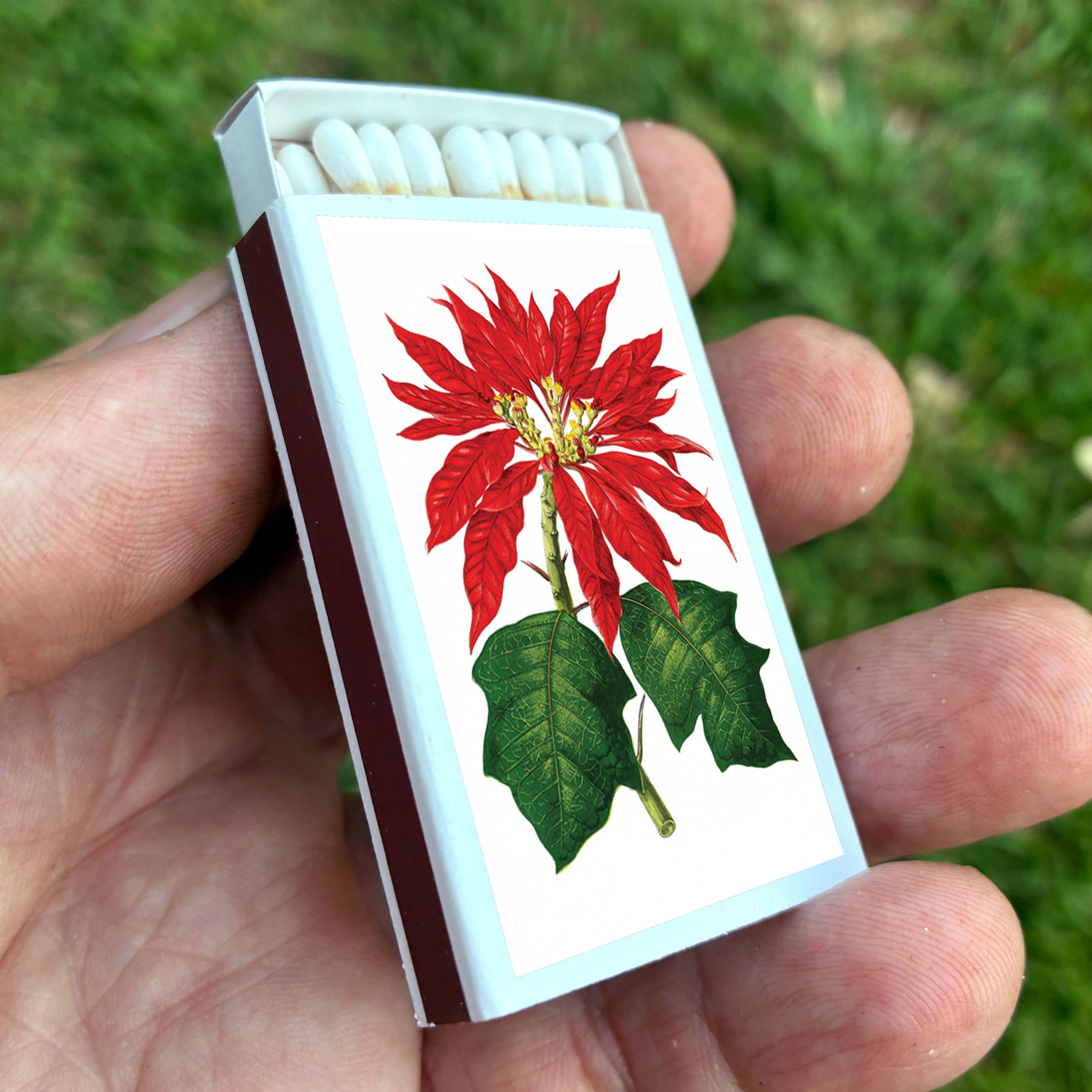 Matches • Poinsettia Flowers • Home Decor for Candles