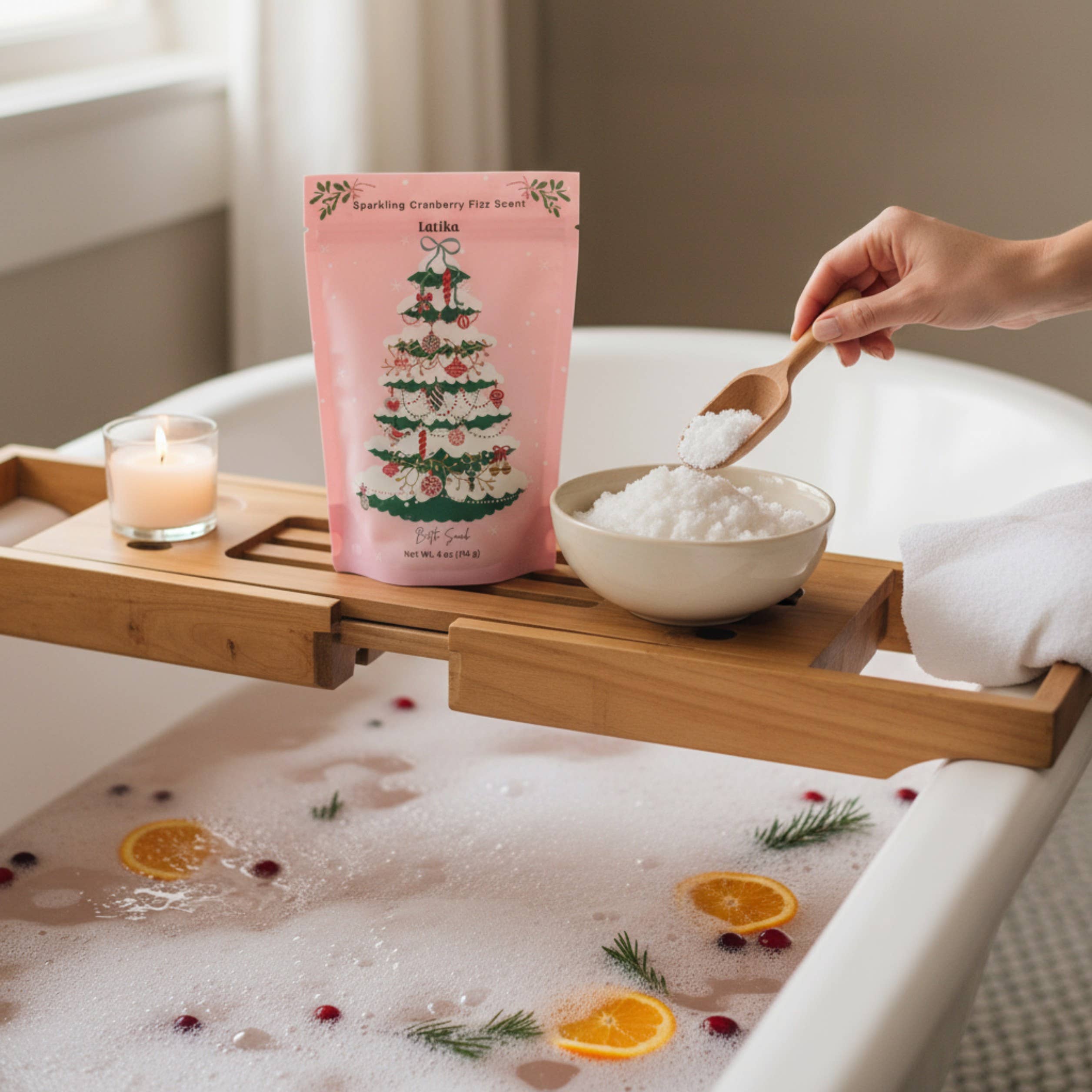 Pink Christmas Bath Salt - Stocking Stuffer