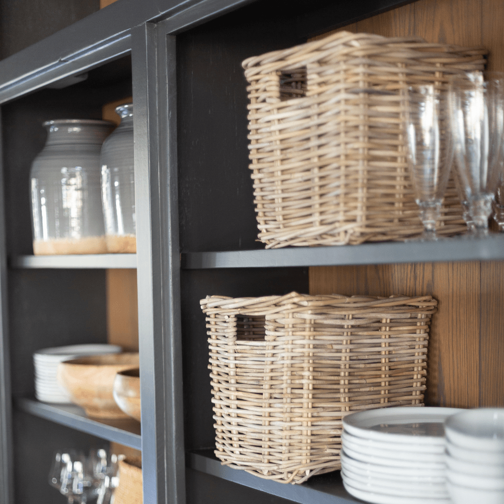 Rattan Square Kubu Storage Baskets: Medium - 15" H