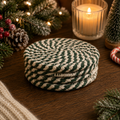 Christmas Coasters, Red Candy Cane Braided Cotton Gift Sets: Green-4pk