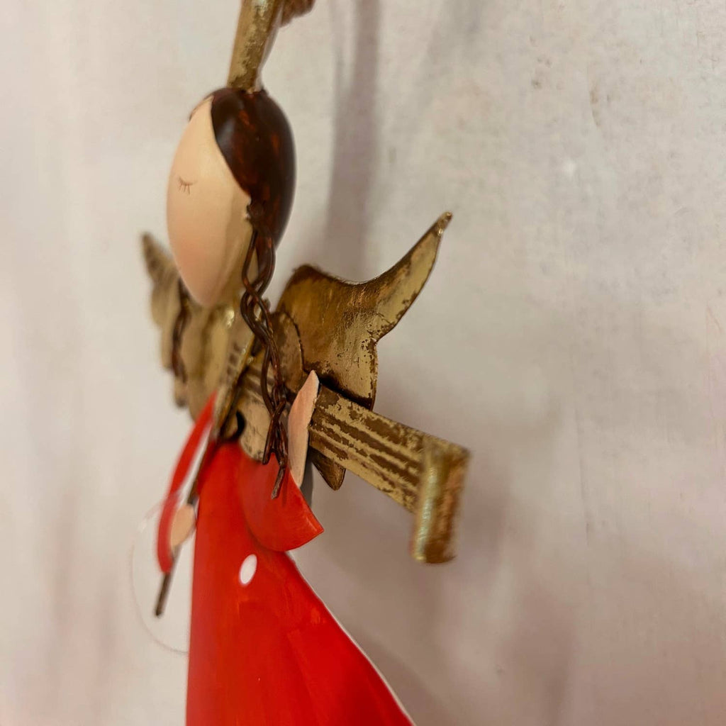 Whimsy Hanging Metal Angel Ornament w/ Violin 15"