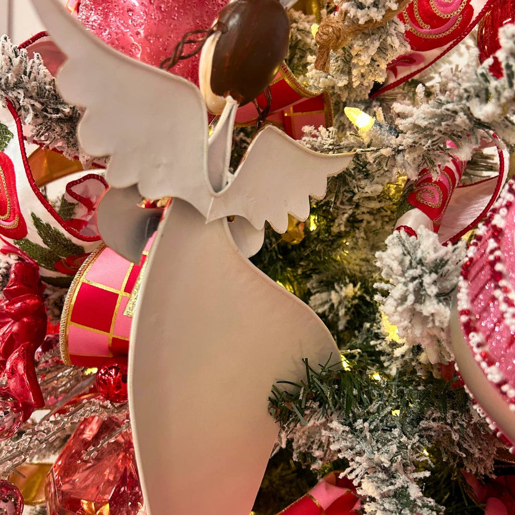 Whimsy Hanging Metal Angel Ornament w/ Horn 16.5"