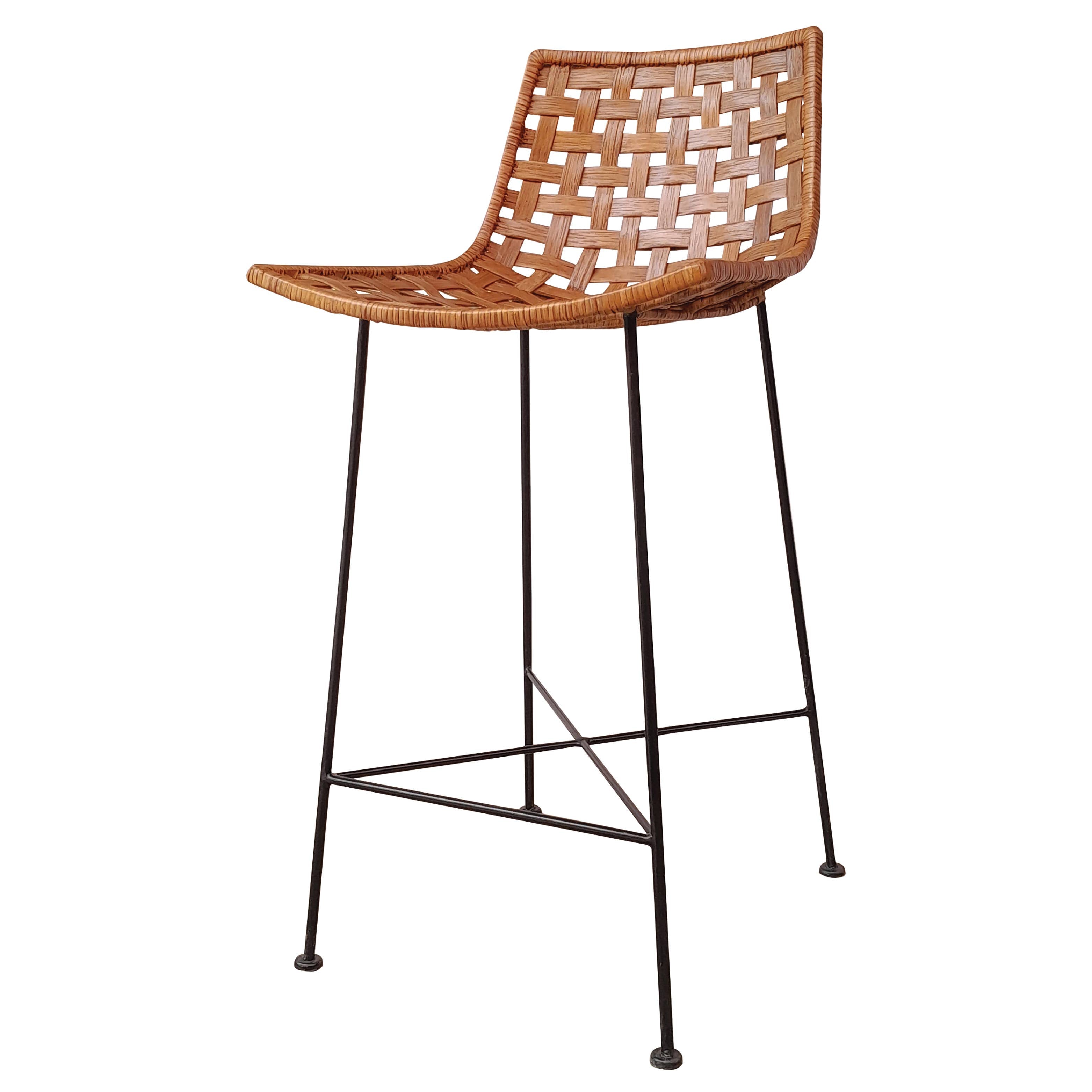 Lido Bar Stool, Iron & Rattan.  Weight capacity 275 lbs.
