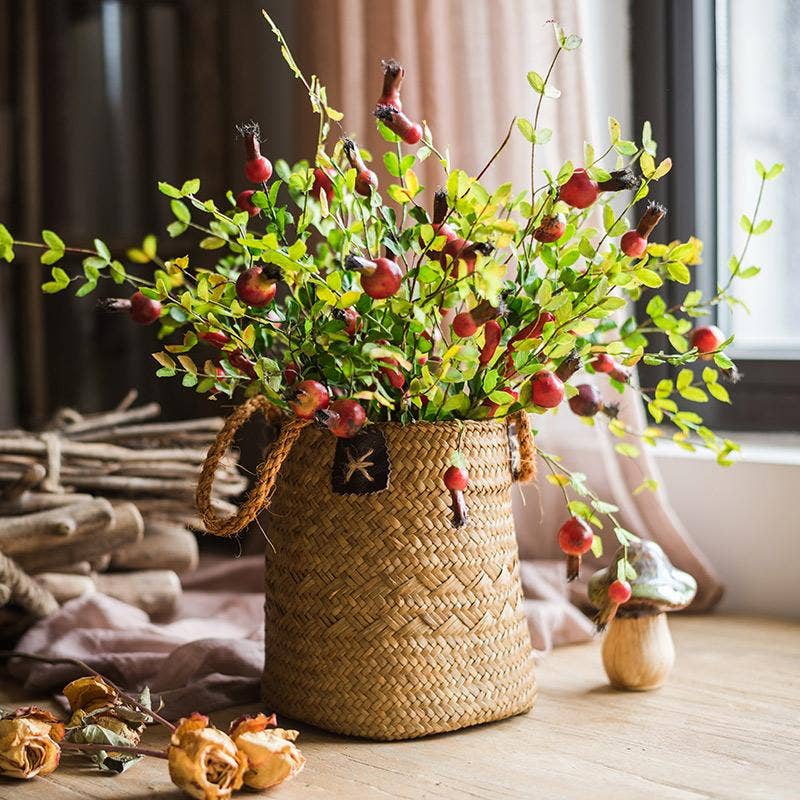 Artificial Fruit Small Pomegranate Fruit Stem 23" Tall: One Stem