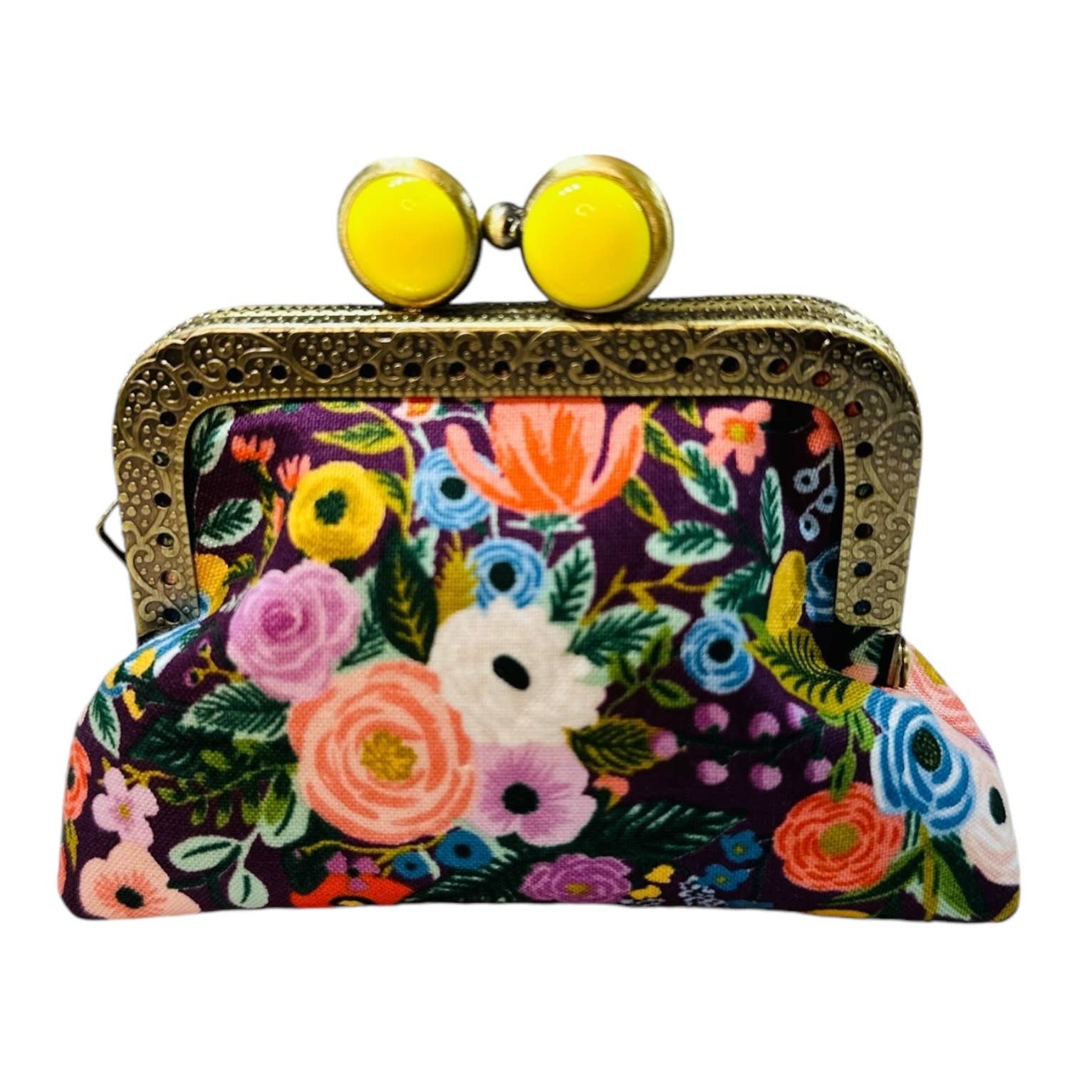 Kiki & Syds Mini Clutch Coin Purse - Petite Floral Plum: Hot Pink