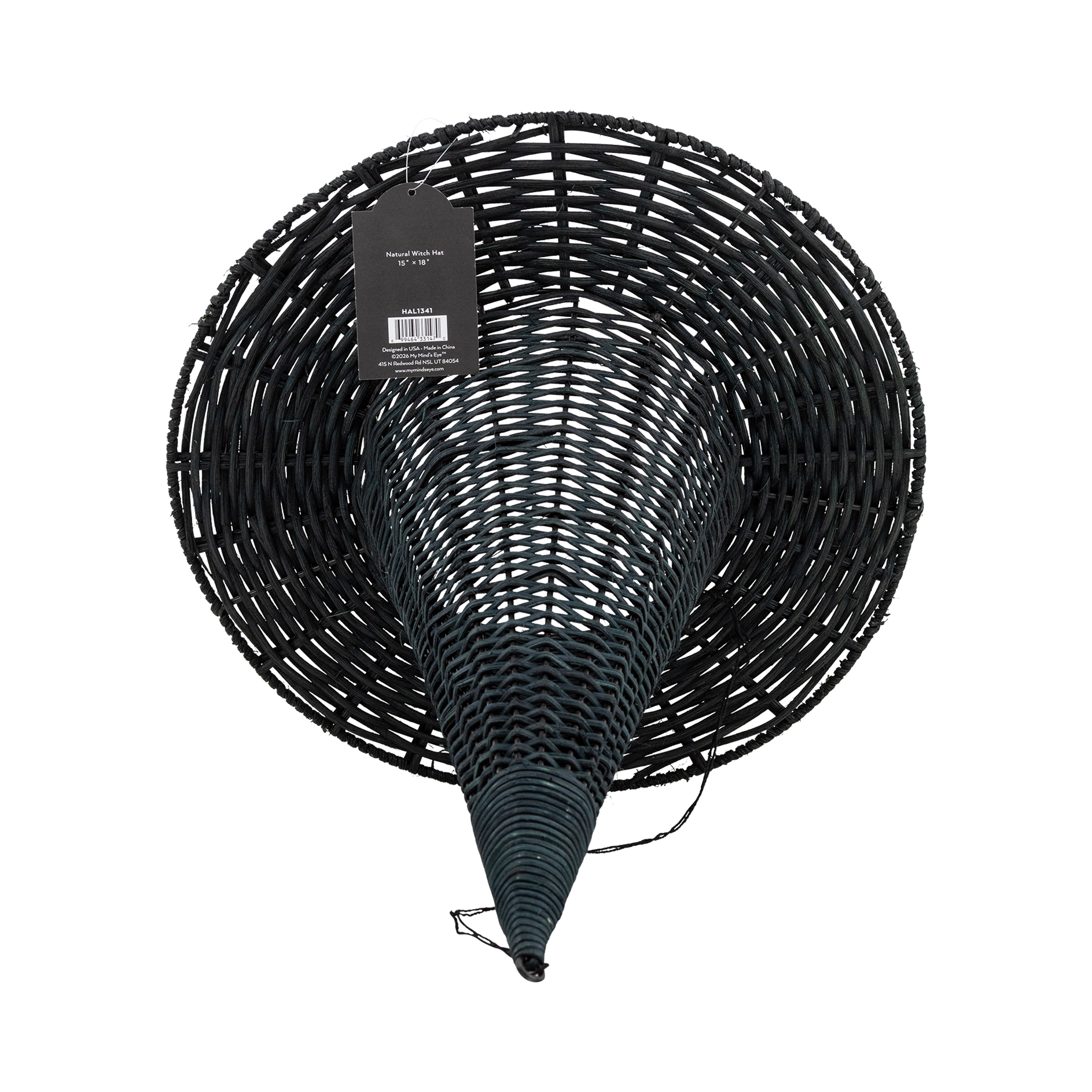 HAL1341 - Natural Rattan Witch Hat - 18"