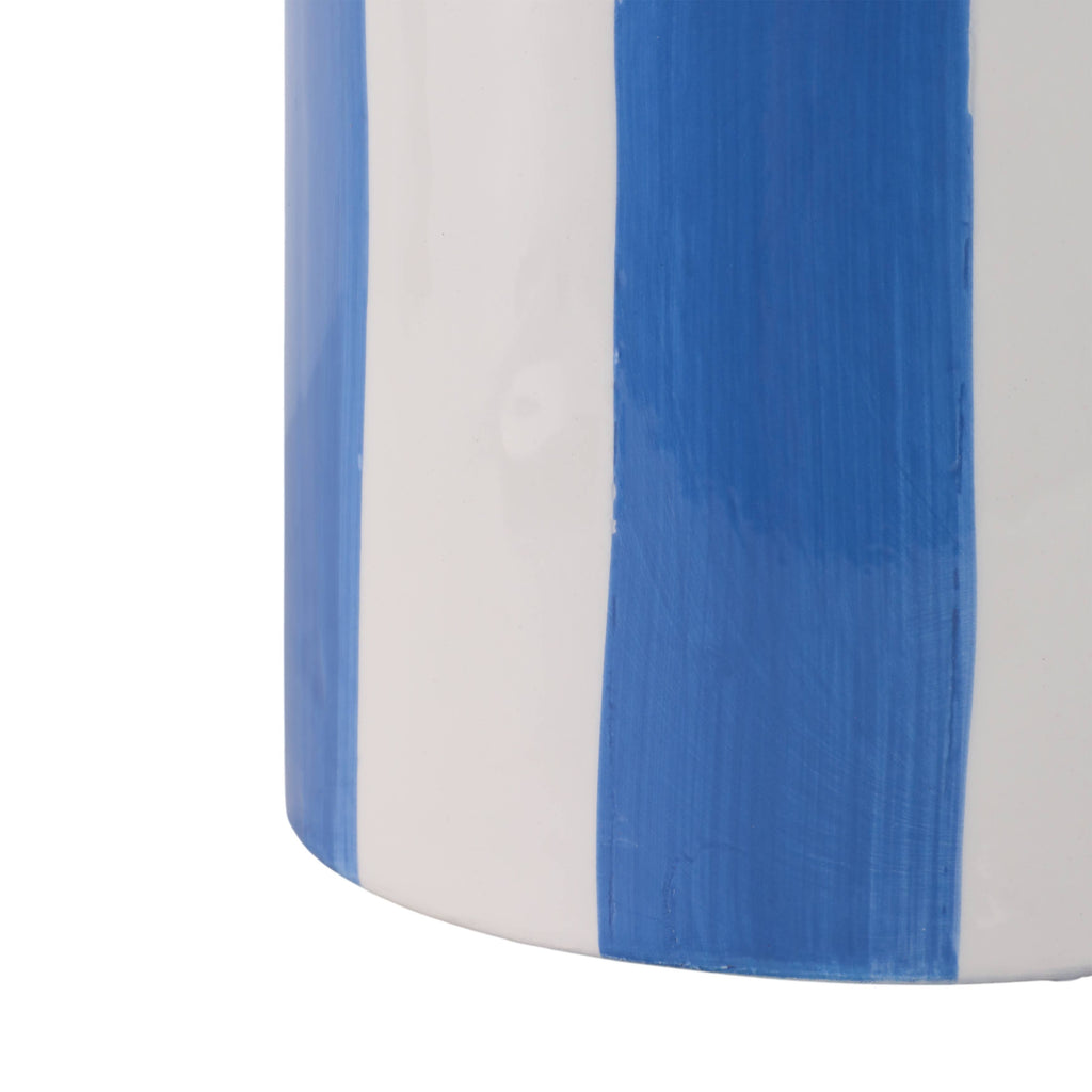 Planters  - Blue Ceramic Striped Scallop, 6"