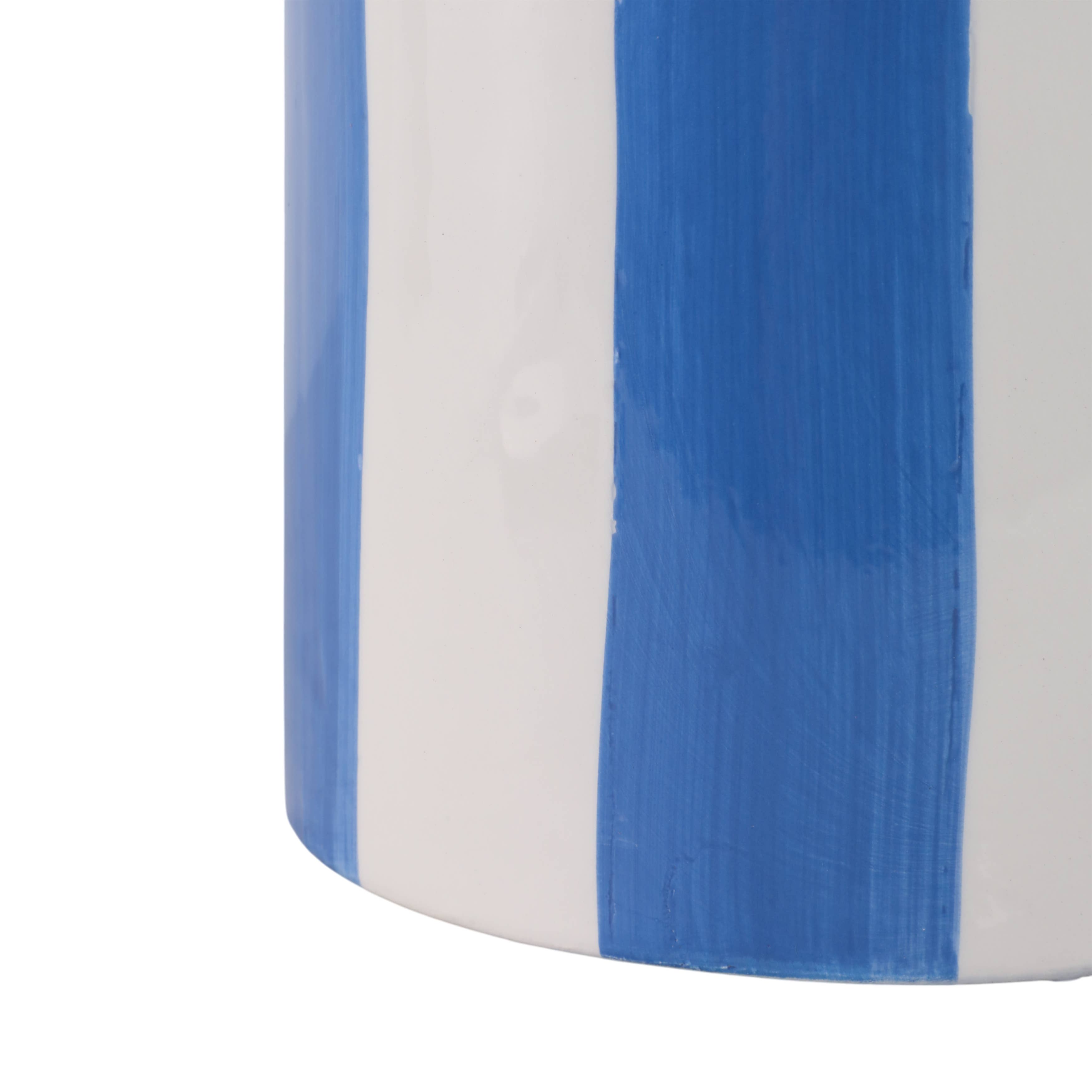 Planters  - Blue Ceramic Striped Scallop, 6"