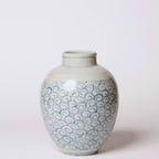 Delicate Curlicue Blue and White Porcelain Vase