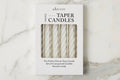 Lacquered Twisted Taper Candles, White, Boxed, Set of 6