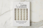 Lacquered Twisted Taper Candles, White, Boxed, Set of 6