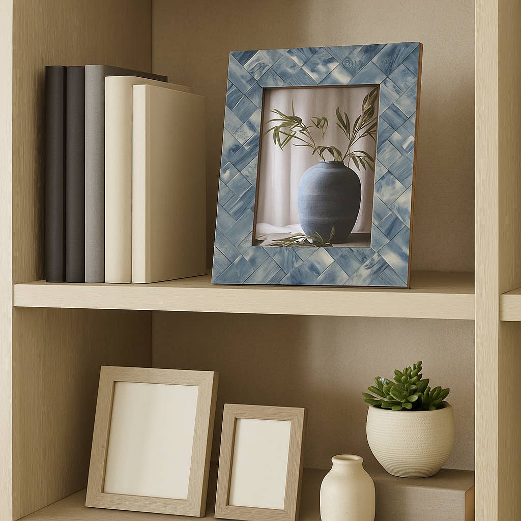 Photo Frame - Blue/Ivory Resin Woven, 5x7 in.