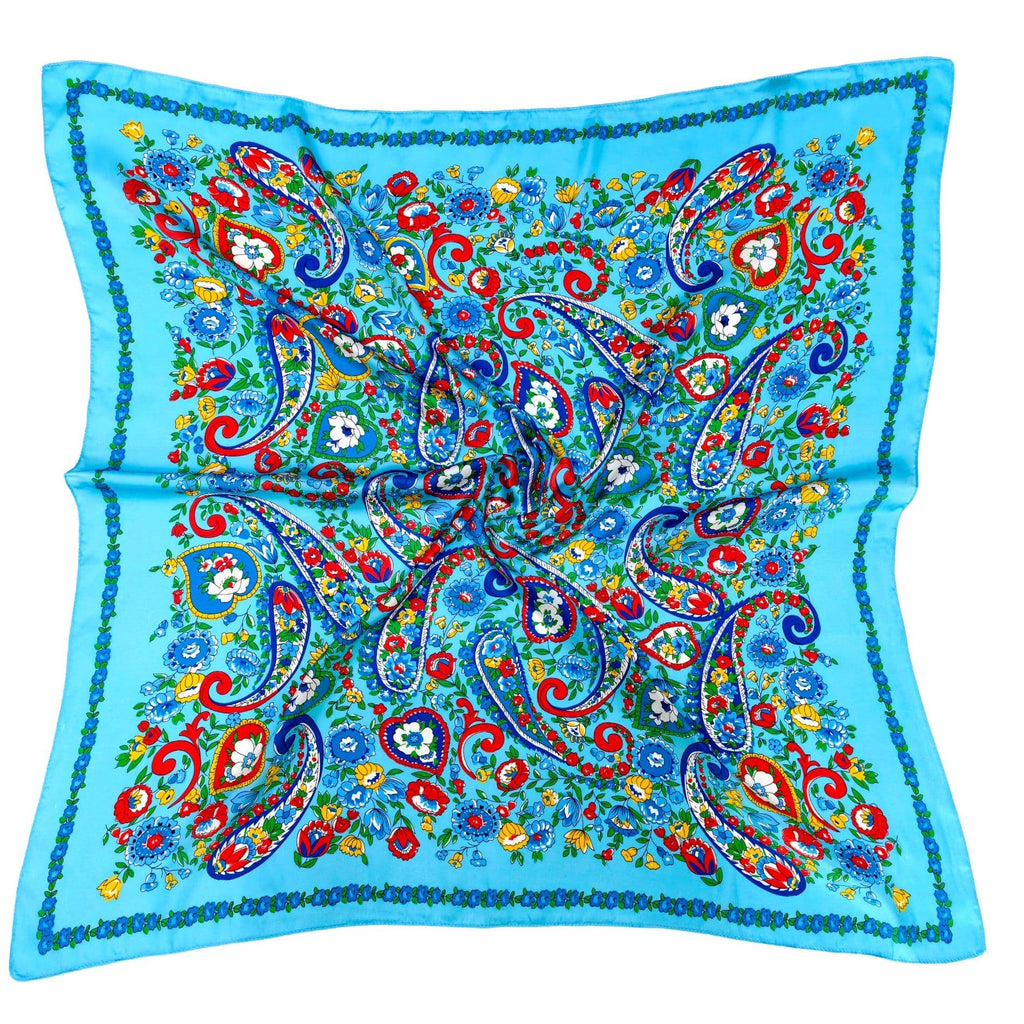 WLQS524 Paisley Print Square Scarf: Black
