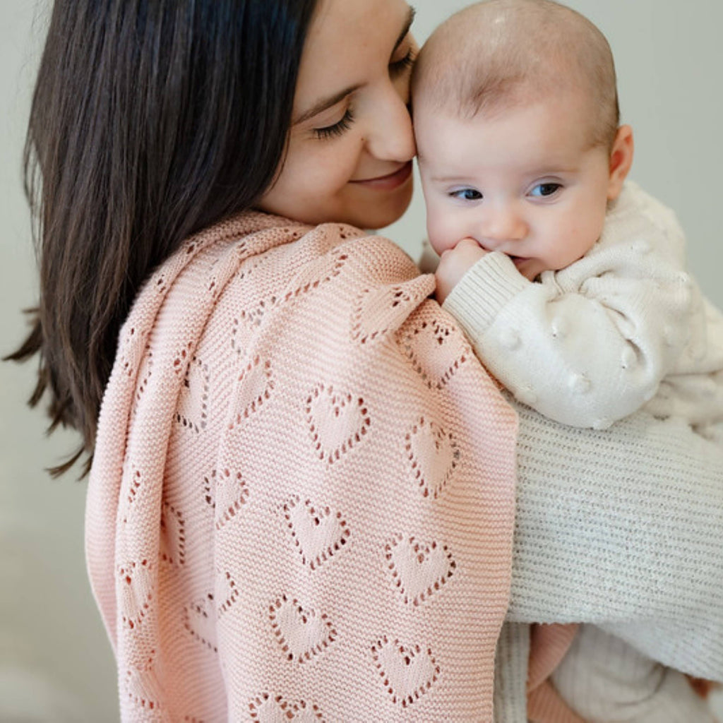 Baby Blanket - Heart: Baby Blue