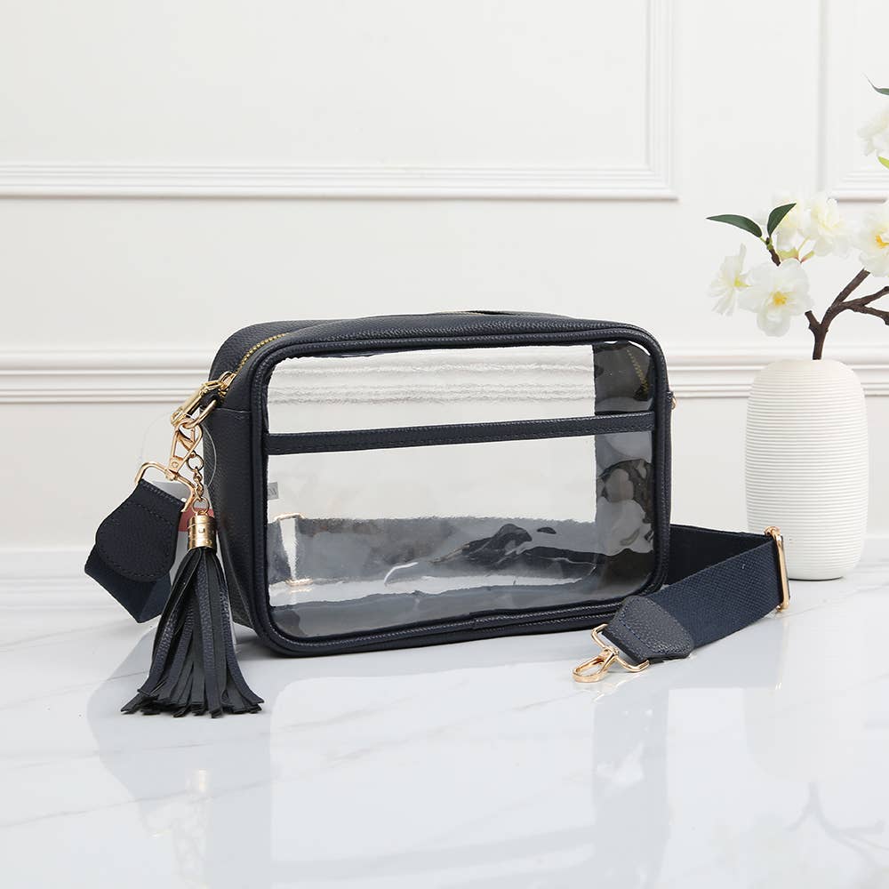 Game Day Stadium Rectangle Clear Bags: Navy