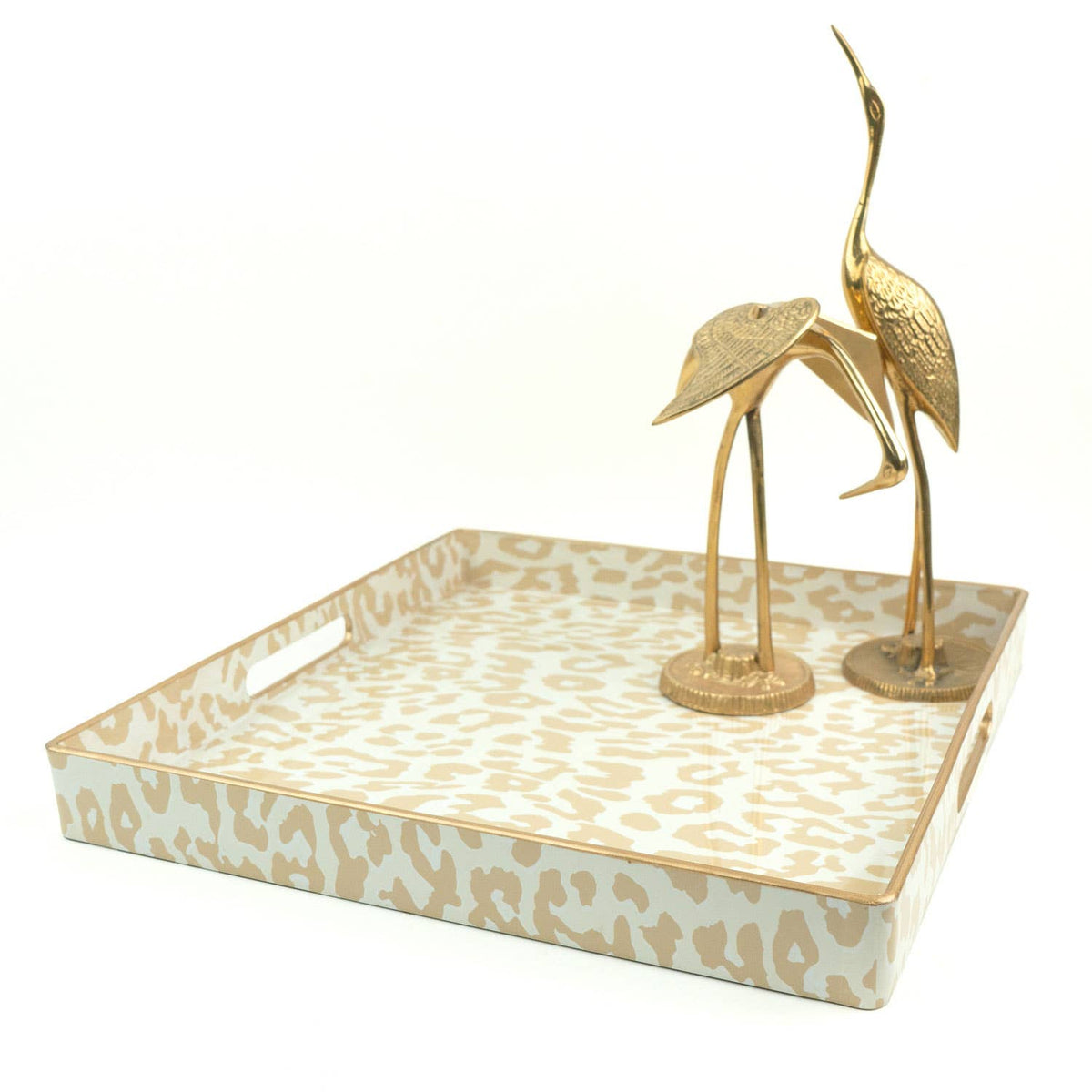 Leopard Print Square Resin Serving Tray, 13-Inch