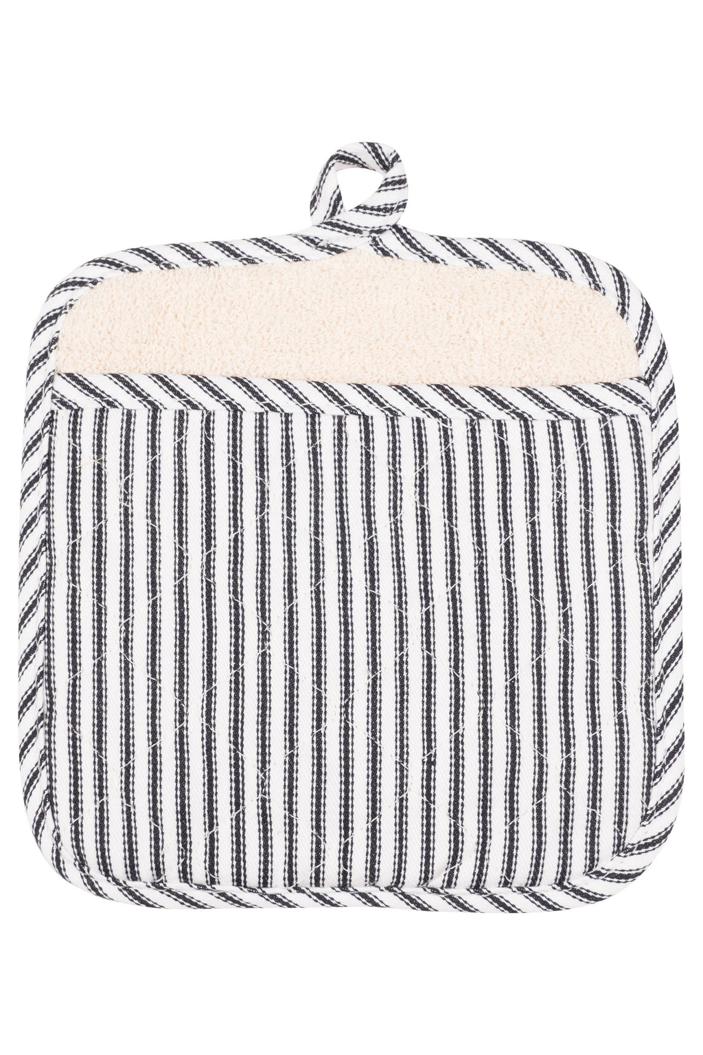 KAF Home Metro Stripe Terry Lined Pot Mitt: Cherry