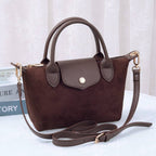 SD782  Britney Suede Double Handle Crossbody Bag: Black