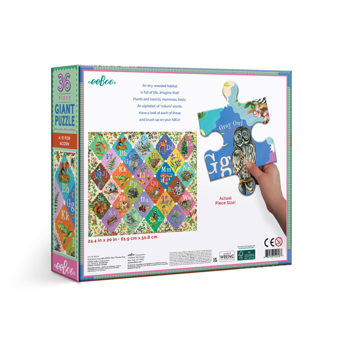 A is for Acorn 36 Piece Giant Puzzle