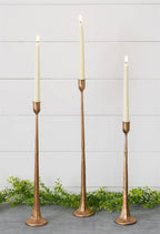 Copper Hand-Forged Metal Candle Holders – Set of 3