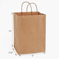 Brown Kraft Paper Retail Shopping Bags: 100 Pack / Cub 8x4.75x10"
