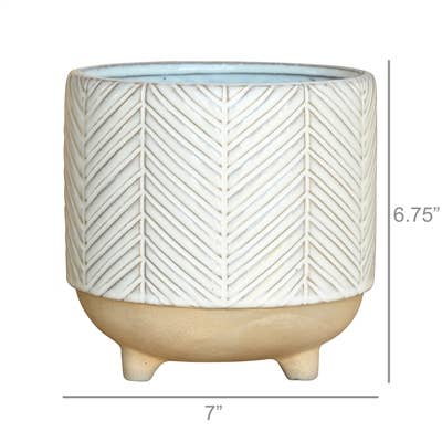 Ramos Chevron Cachepot, Stoneware - 6
