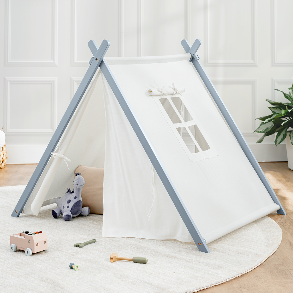 Kids Play Tent, Indoor Canvas Play Tent by Comfy Cubs: Natural Wood