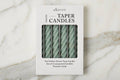 Lacquered Twisted Taper Candles, Sage Green, Boxed, Set of 6