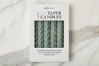Lacquered Twisted Taper Candles, Sage Green, Boxed, Set of 6