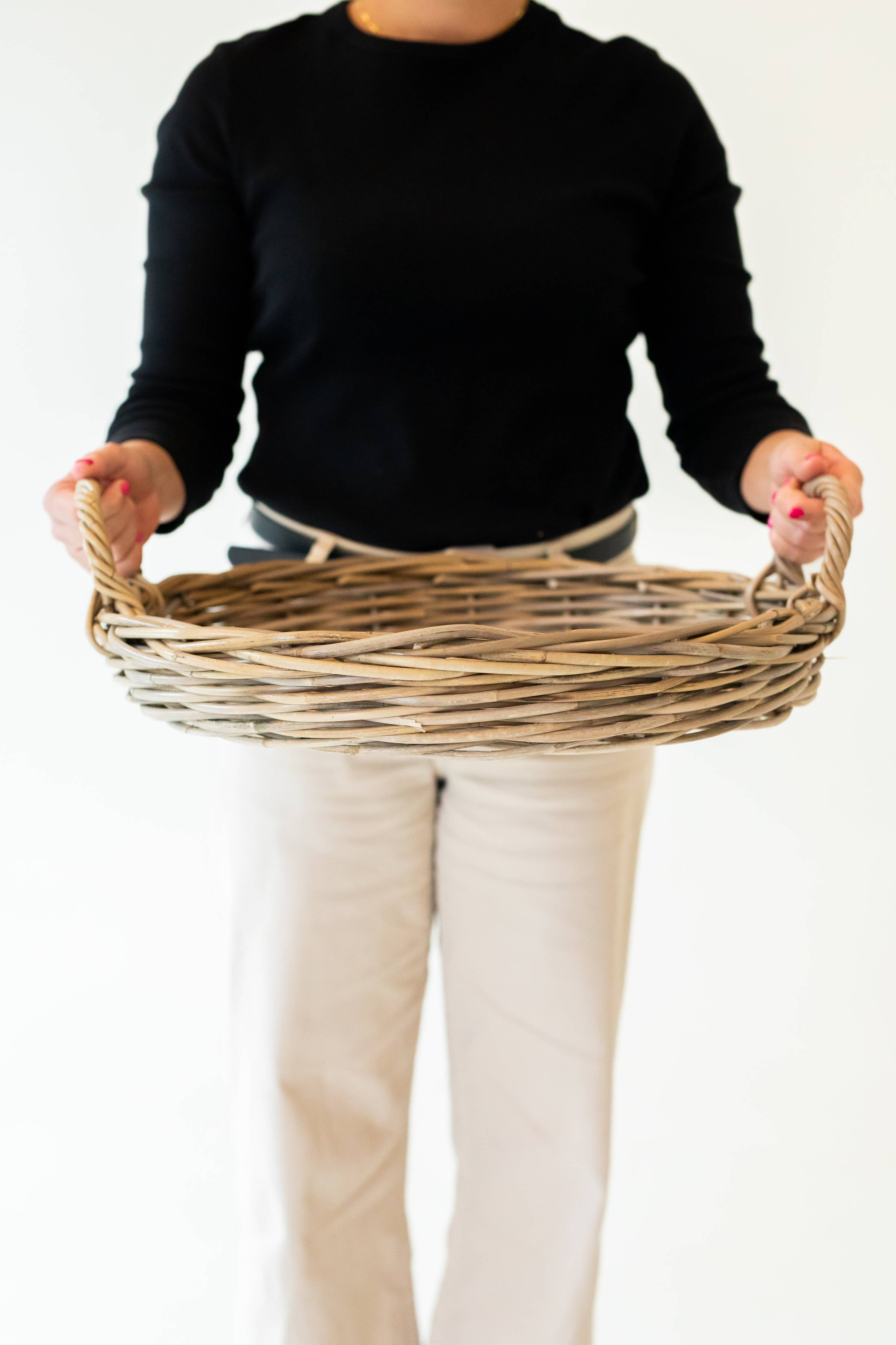 Rattan Round Tray: Large - 20" D