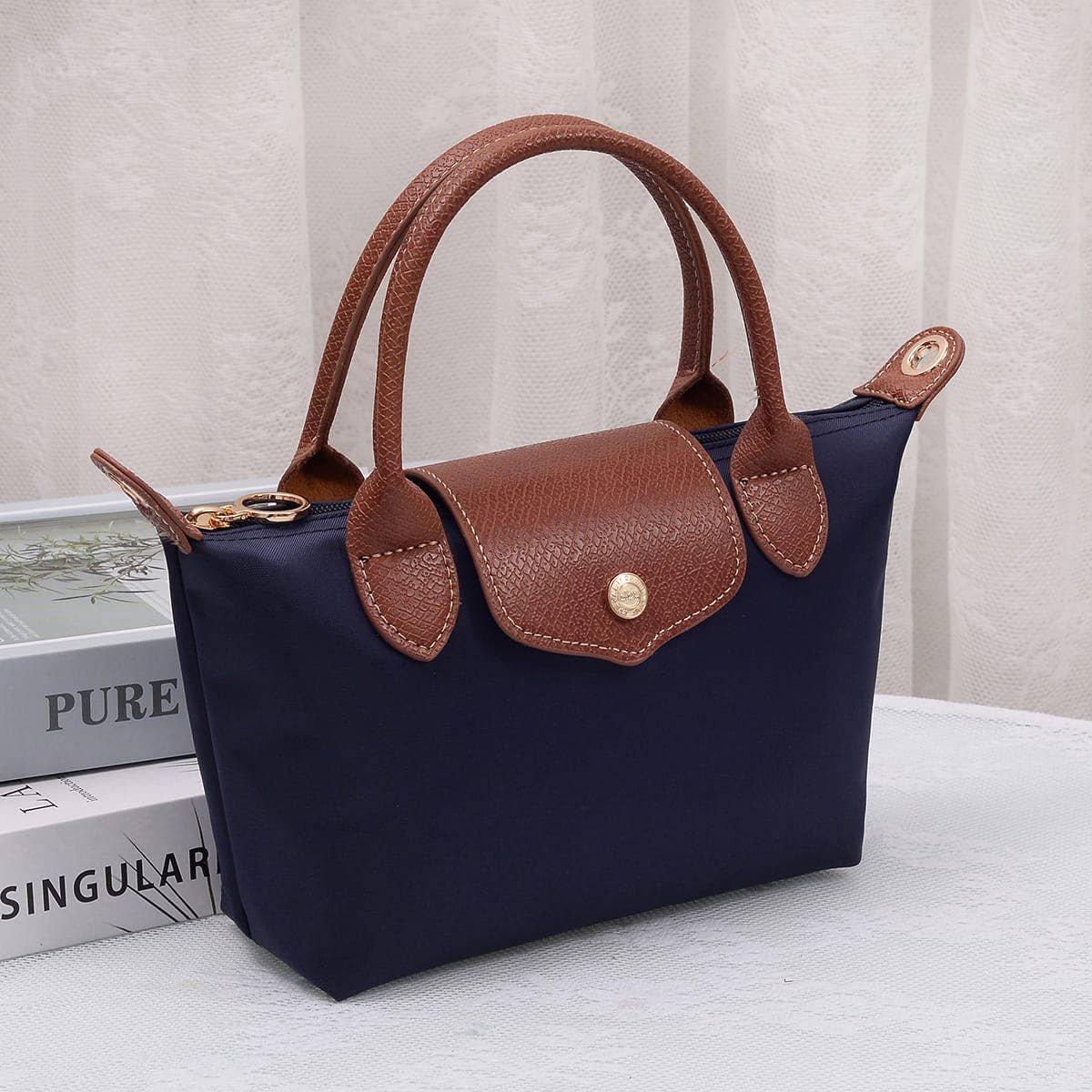 HM782 Britney Nylon Double Handle Crossbody Bag: Ivory