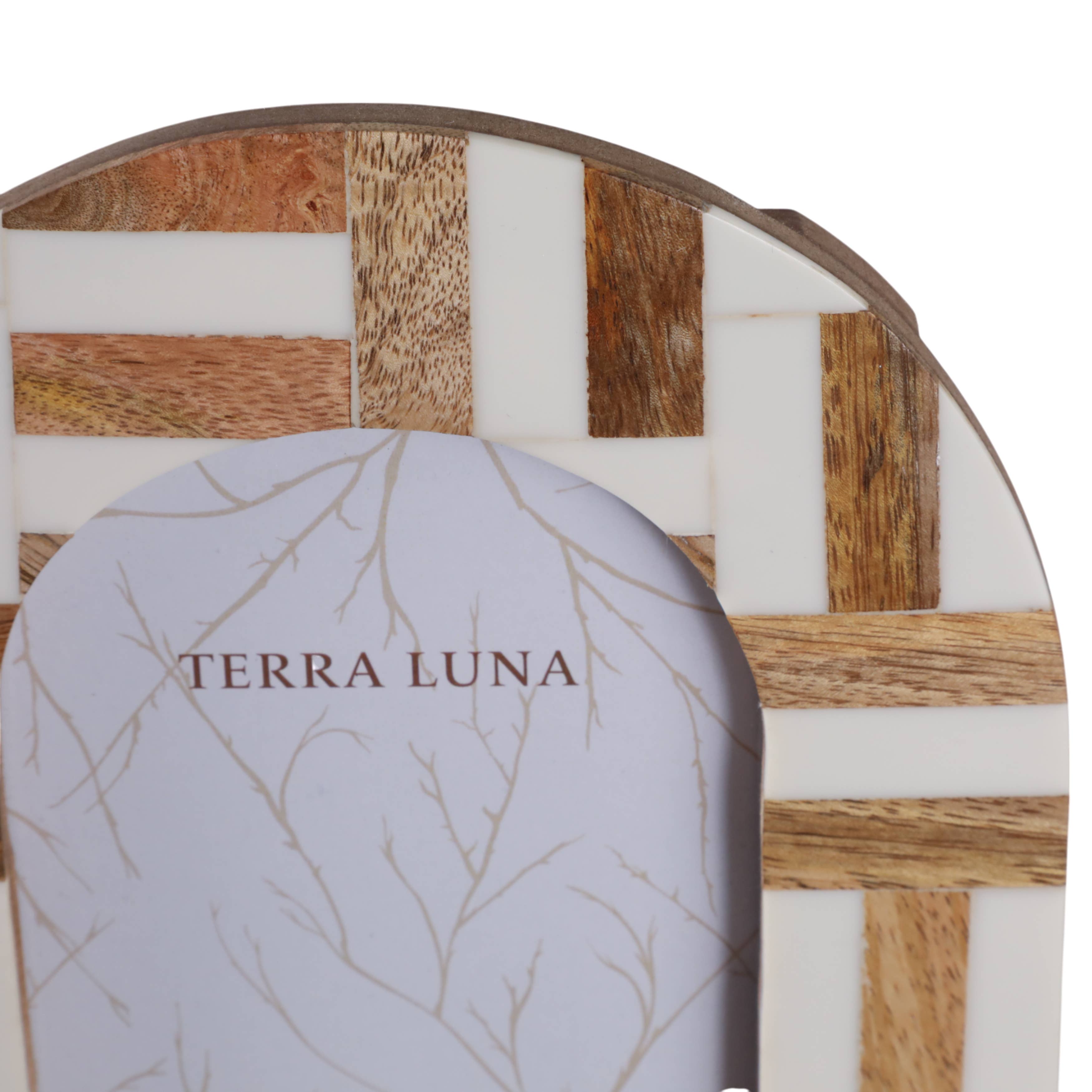 Picture Frame - Ivory Resin Wood Inlay Arch Design, 4x6 in.