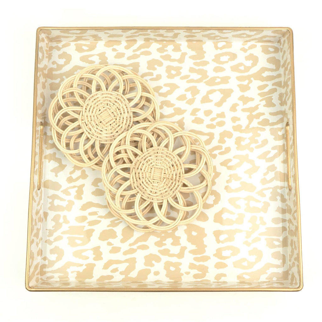 Leopard Print Square Resin Serving Tray, 13-Inch
