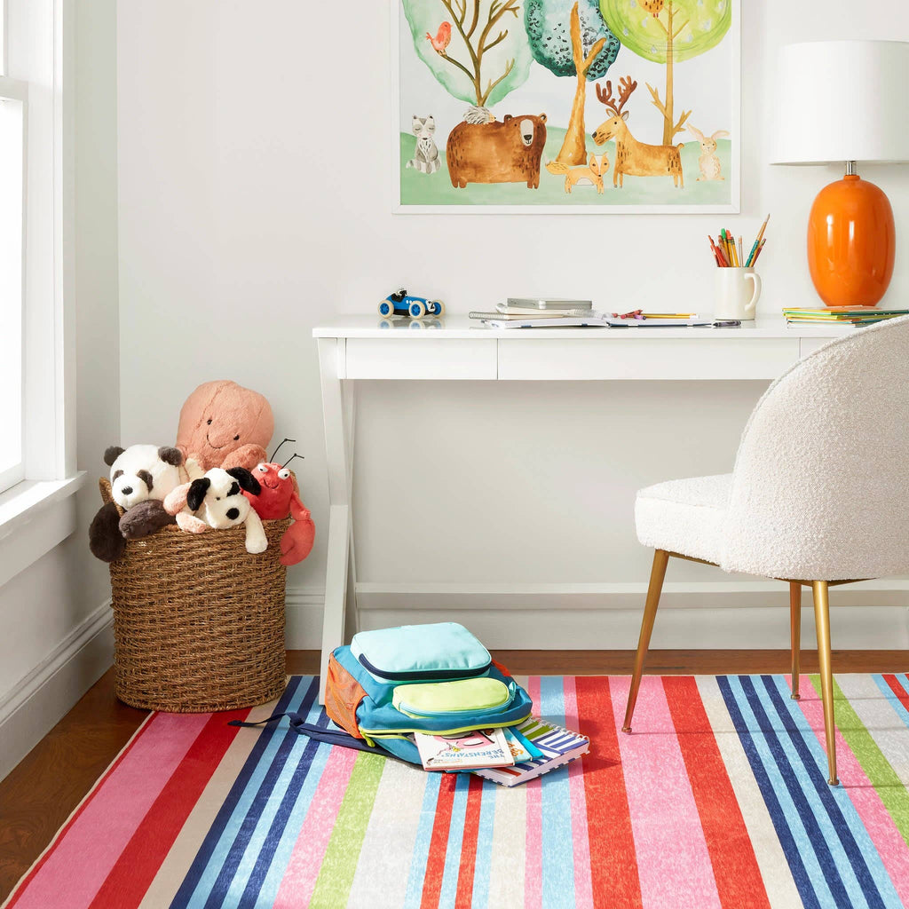 Beach Stripe Machine Washable Rug | Multi: 2' x 3'