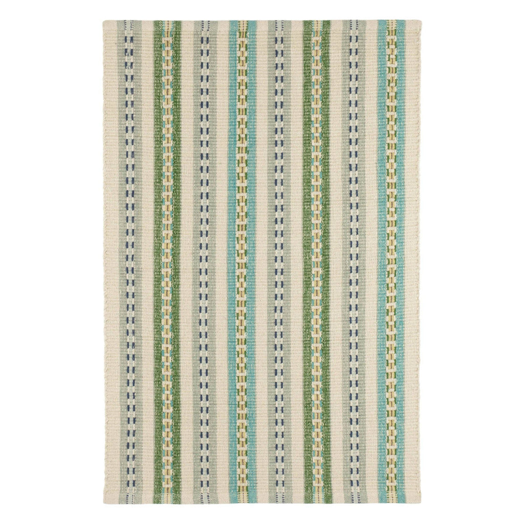 Long Slade Handwoven Cotton Rug | Teal: 2' x 3'